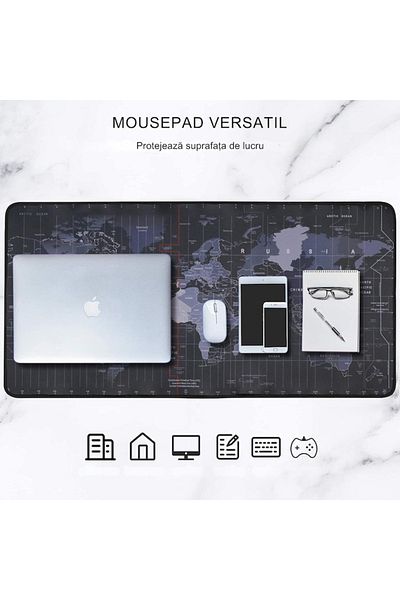 varioshop VarioShop® Large Rubber Mousepad, For Gaming, Office, Non-Slip, Water Resistant, C