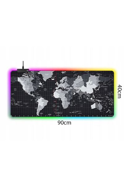 varioshop VarioShop® Large Rubberized Mousepad, with RGB LED Lighting, for Gaming, Office, Non-slip