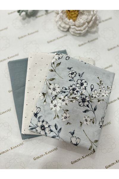goblenkanaviçe Cotton Patterned Fabric Set 3 Pieces 50X110 cm