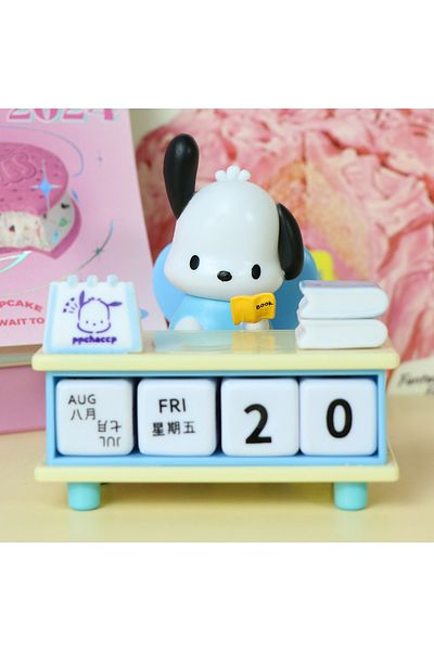 Miniso Pochacco Sanrio Pochacco Kuromi Desk Calendar Series Kawaii Action Figures Model Collectible Office