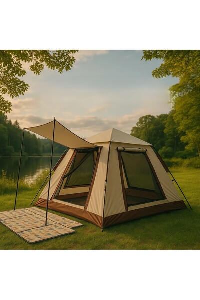 NEVARSA 4 Kişilik Tam Otomatik tenteli Kare Kamp Çadırı 210*210*140