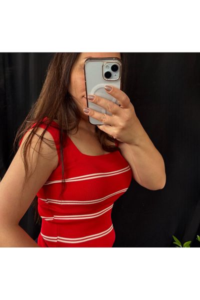 Shopriva Striped Knitwear Blouse Undershirt