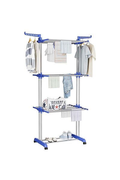 xpress sales Drying Rack with 3 Levels, Foldable with Coat Hanger Support, Asos Home, Blue
