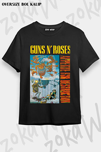 ZOKAWEAR تي شيرت Guns N' Roses Rock Music v39 مطبوع كبير الحجم للجنسين