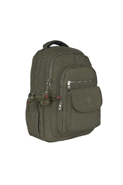 Relaxion Crinkle Waterproof Lined Fabric School Backpack Khaki 1620