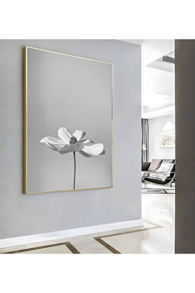 Harikabirev HARİKABİREV|BEYAZ MİNİMAL ÇİÇEK ( CKD-004) |ÇERÇEVELİ KANVAS TABLO CKDİKEY