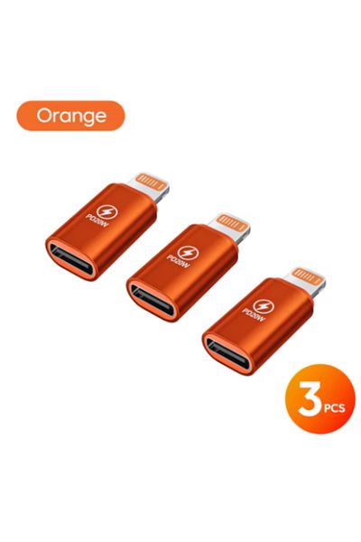 Choice 3 قطع برتقالية 1-4 قطع PD20W USB Type C إلى محول شحن Lightning لأجهزة Ios Lightning ذكر إلى Type C أنثى