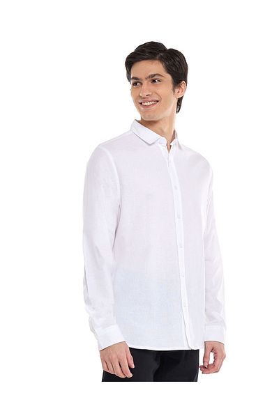 R&B Solid Shirt with Classic Collar and Long Sleeves