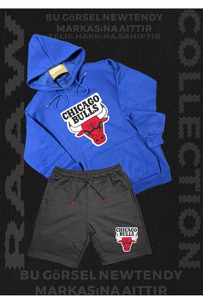 Minikelya Chicago Bulls Men's Oversize Hooded Shorts Set (Nba Set of 2)