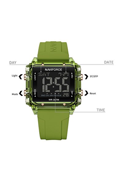 Naviforce Fashion Transparent LCD Electronic Wristwatch with Waterproof Alarm LED Silicone Strap