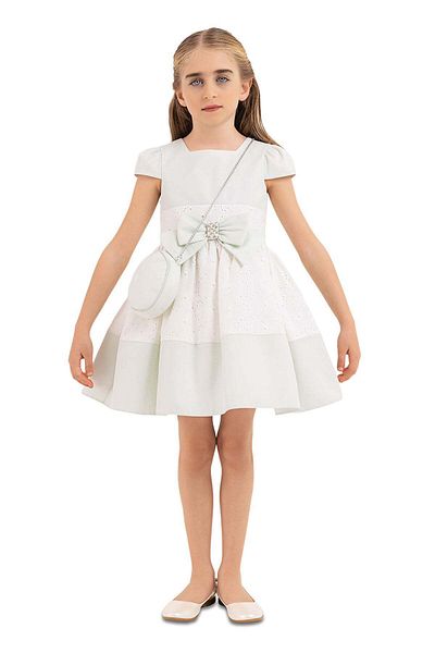 Pamina Elegant Dress with Bag, Pamina - for Girls, with Embroidered Pattern, Green, 33315 - 128 cm