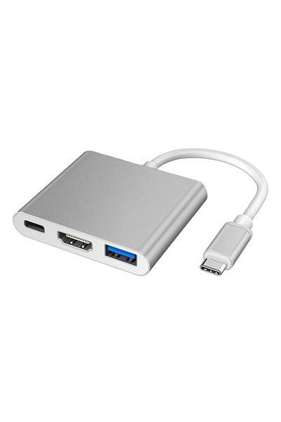 varioshop VarioShop® 3 in 1 Multiport Adapter, USB-C, USB 3.1, HDMI 4K, Plug&Play, 10 Gbps, Laptop Hub