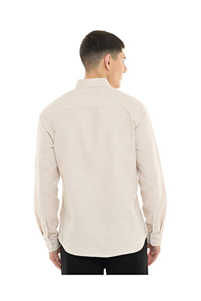 R&B Textured Shirt with Button-Down Collar and Long Sleeves