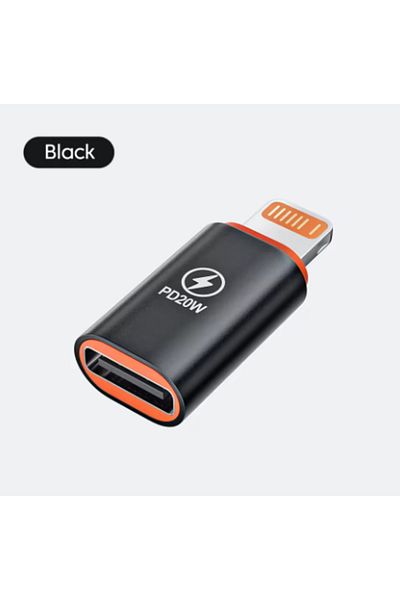 Choice 1 قطعة سوداء 1-4 قطع Pd20w محول شحن USB من النوع C إلى Lightning لأجهزة Ios Lightning ذكر إلى نوع C Fema