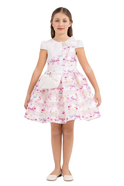Pamina Rochie elegantă cu model, - roz, cu geantă asortată, 33269 - 104 cm, roz