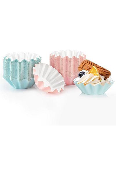Ropniik Set de 100 de forme pentru brioșe Ropniik, hârtie, roz/albastru, 7 x 4,5 x 3 cm