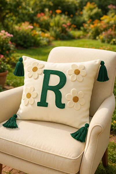 SAYMİNE غطاء وسادة مطبوع عليه حرف R