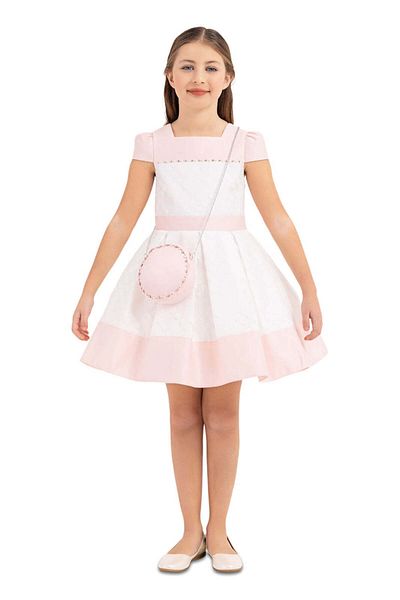 Pamina Rochie elegantă, - cu geantă asortată, buline în relief, roz, 33224 - 104 cm, roz