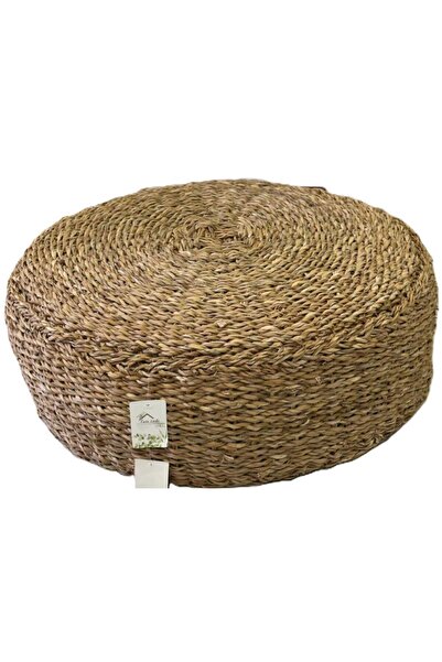 CasaLinda Büyük Yuvarlak Yassı Hasır Puf Minder 60x60x20 cm 12041