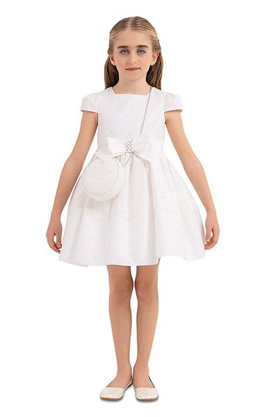 Pamina Rochie elegantă cu geantă, - Pentru fete, cu model brodat, alb, 33315 - 122 cm, alb
