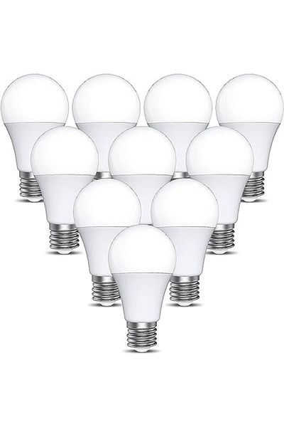 Generic 10 مصابيح في الصندوق لمبة إضاءة LED بقوة 12 وات، ضوء النهار 6500 كلفن (أبيض)، غير قابلة للتعتيم، قاعدة E27، ضمان لمدة عام واحد