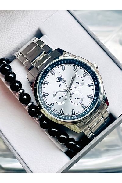 S.POLO Men's Wristwatch and Bracelet Gift