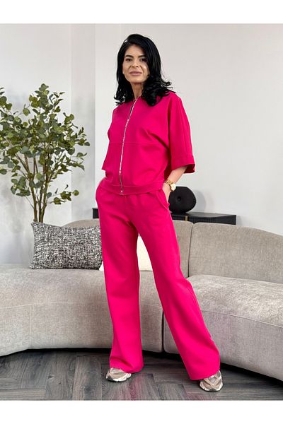 RAMONA BADESCU EXCLUSIVE Casual green set with zipper and wide pants – light and versatile