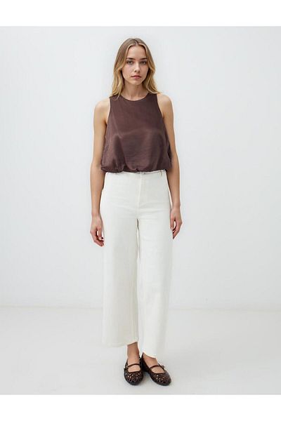 Jimmy Key Bitter Brown Halterneck Sleeveless Woven Blouse