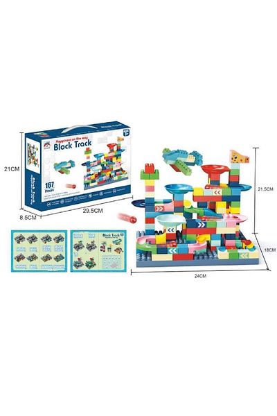 rexa 167 Pcs Marble Run Building Blocks Set – Colorful Block Track Toy for Kids, STEM Learning Playset