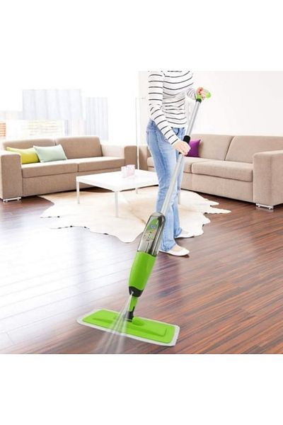 varioshop VarioShop® Flat Mop with Sprayer and Tank, Microfiber Cloth, Suitable for All Types