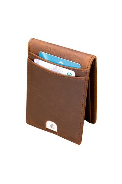 Busy Lady&Gentleman NoScan Buyak slim men's wallet, premium genuine leather, RFID card protection, brown