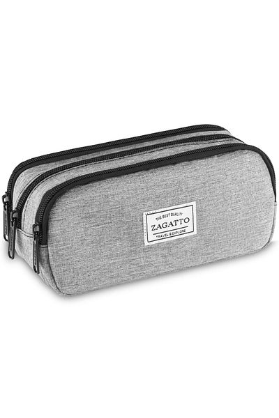 zagatto School Pencil Case, Zagatto®, Gray, Waterproof, Light & Practical, 3 Compartments, ZG875