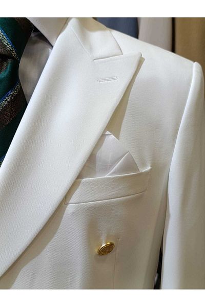 Ted Davıd Gold Button Lycra Double Breasted Suit