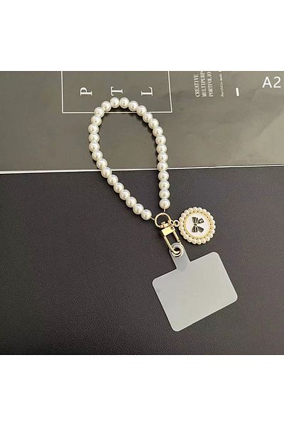 Choice A2 Short Pearl Lanyard Fashion Rhinestone Pendant Pendant Mobile Phone Lanyard Hand-woven Wrist Stra
