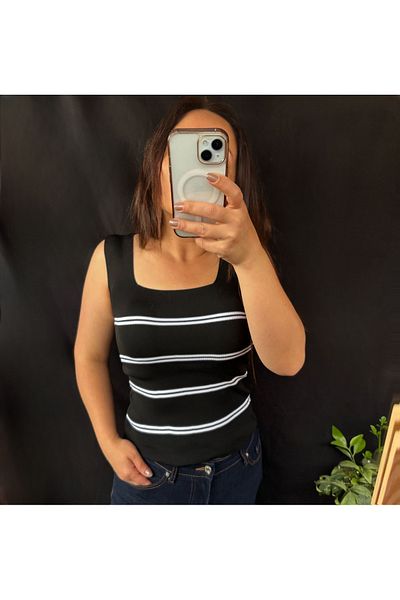 Shopriva Striped Knitwear Blouse Undershirt