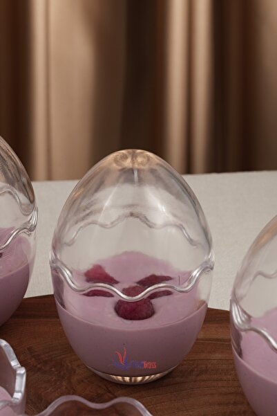 Multiamo 6 Pieces Glass Dessert And Magnolia Bowl Egg Shaped Presentation Plate / Pudding Bowl