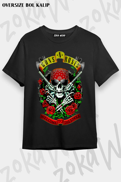 ZOKAWEAR Guns N' Roses Rock Music v10 Τυπωμένο μπλουζάκι μεγάλου μεγέθους Unisex