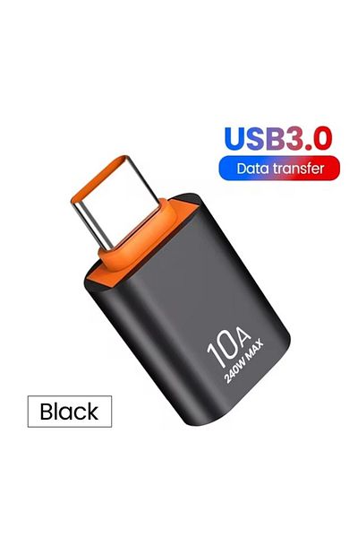 Choice محول OTG من النوع C أنثى إلى USB A ذكر أسود غير لامع 10A USB 3.0 إلى النوع C محول شحن سريع للبيانات