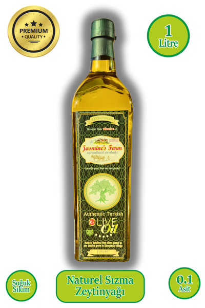 Jasmine's Farm Soğuk sıkım zeytinyağı 0,1 asit 1 lt cam şişe