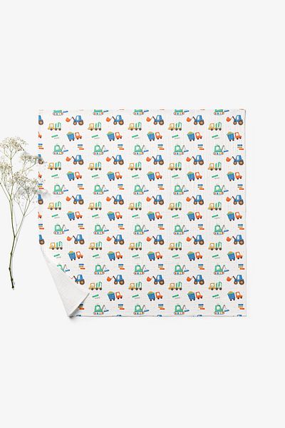cekic kids 4 Layer Muslin Blanket - Business Machinery Patterned Baby Muslin Blanket - Four Layer Muslin 100X110 cm