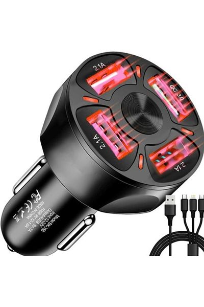 varioshop VarioShop® Car Charger, Fast Charge QC3.0/PD, 4 USB ports, Amperage/Ports, Overcharge Protection