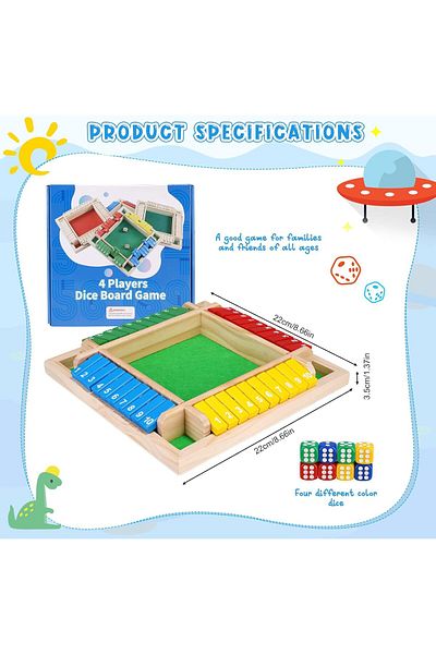 OEM Joc Shut the Box cu 8 zaruri pentru adulti sau copii