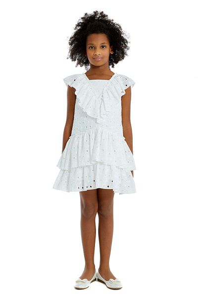 Pamina Rochie de vară pentru fete, - brodată, cu volane, albă, 324703 - 116 cm, albă
