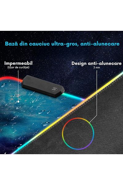 varioshop VarioShop® gaming mousepad with LED lighting, Made of flexible, non-stick material and