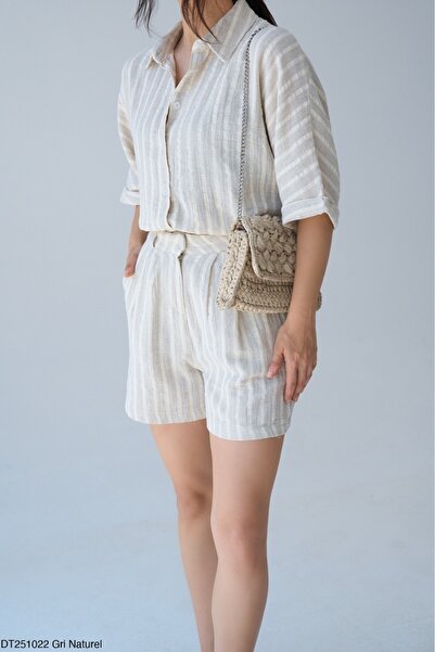 CADDELAMODA Women's Shirt Shorts Linen Set