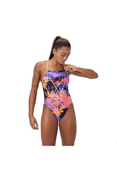 SPEEDO Allover Digital Lattice Tie-Back Kadın Yüzücü Mayosu