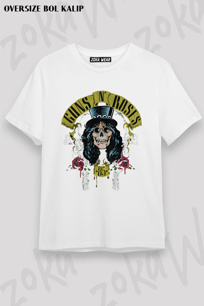 ZOKAWEAR تي شيرت Guns N 'Roses Rock Music v21 مطبوع كبير الحجم للجنسين