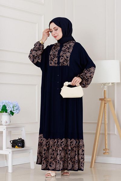 Sevitli Half Button Robe Beyza Dress-White