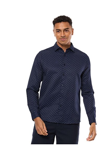 R&B Printed Shirt with Classic Collar and Long Sleeves