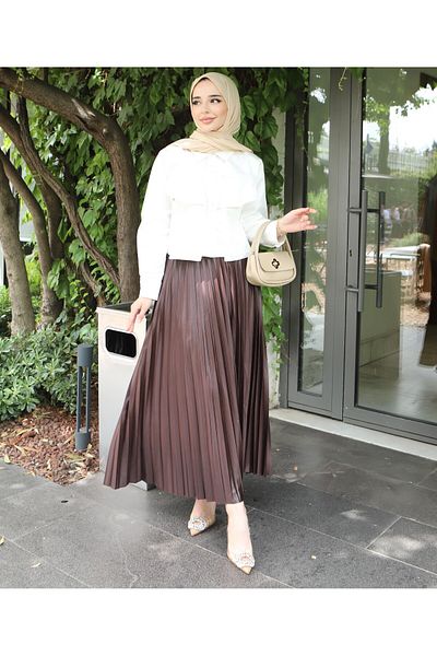 Miyalon Hijab Leather Look Γυναικεία πλισέ φούστα